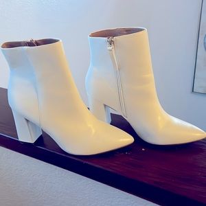 White Faux Leather Ankle Boots